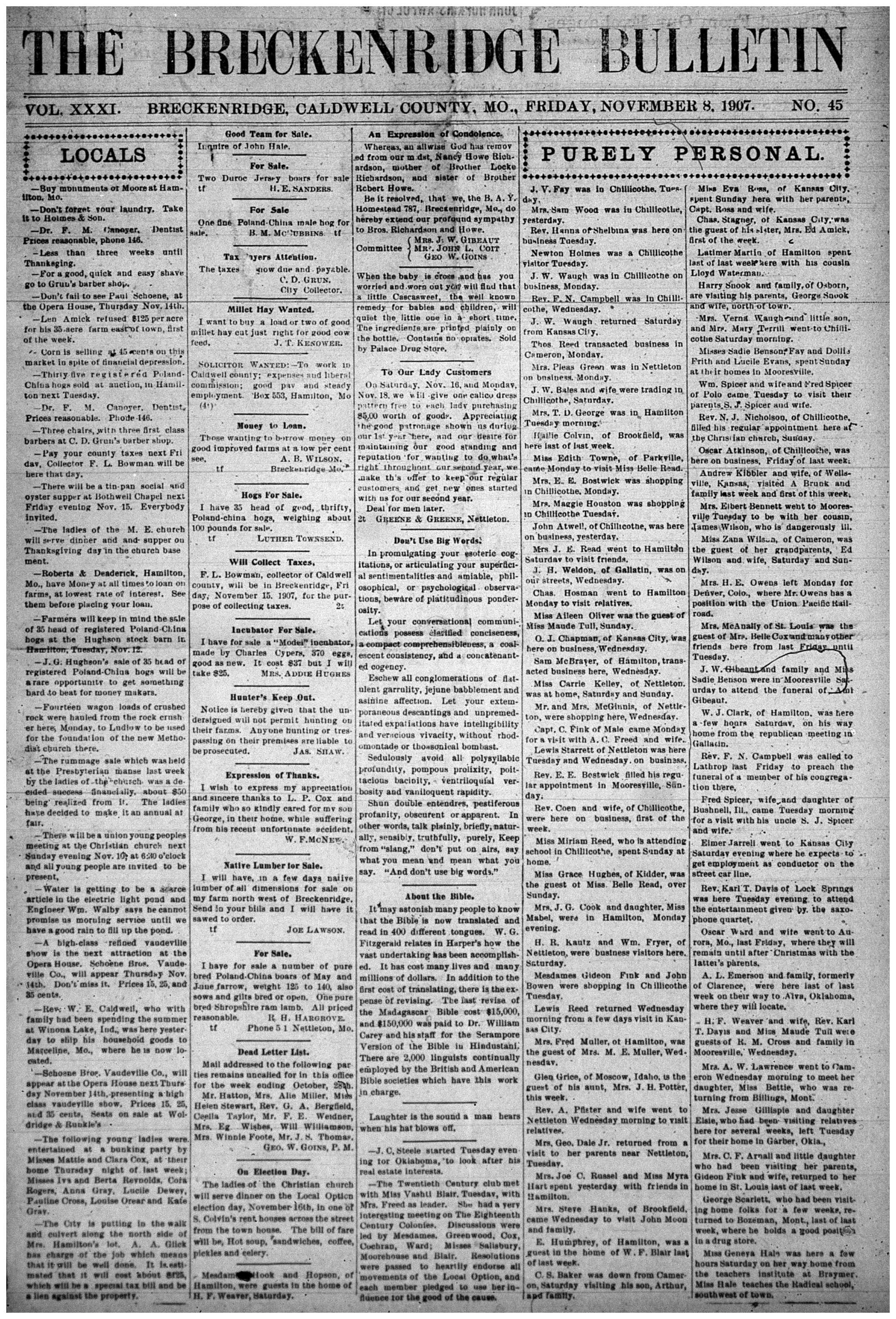 [Breckenridge Bulletin]